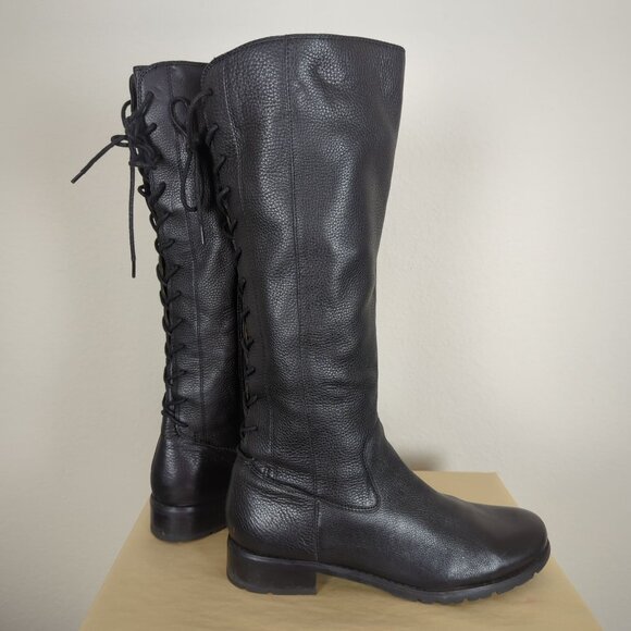 Sofft Sharnell II Black Tall Leather Women Lace up Boots 11M Waterproof - Picture 3 of 16